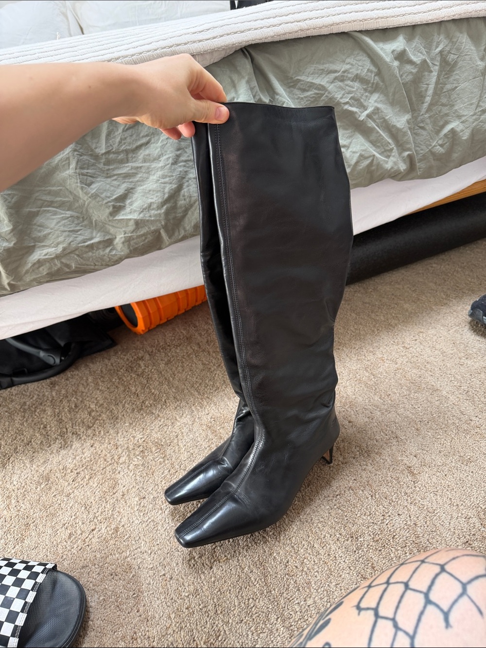 STAUD Wally Black Over-the-Knee Leather Boots